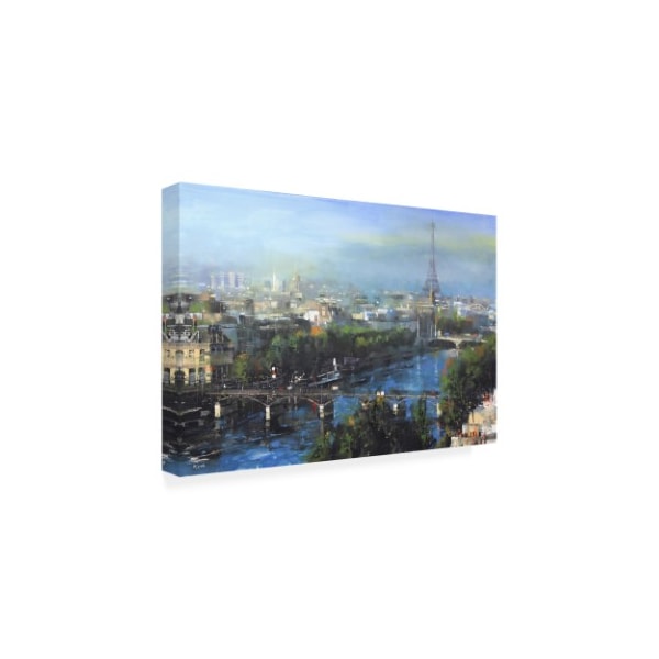 Mark Lagu 'Paris Pedestrian Bridge' Canvas Art,12x19